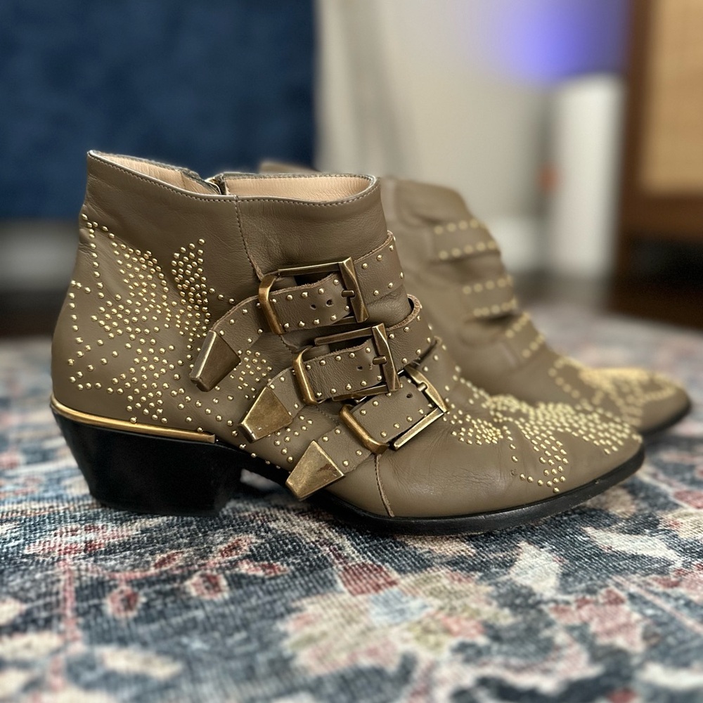 Chloe Susanna Ankle Boots Size 35 Green